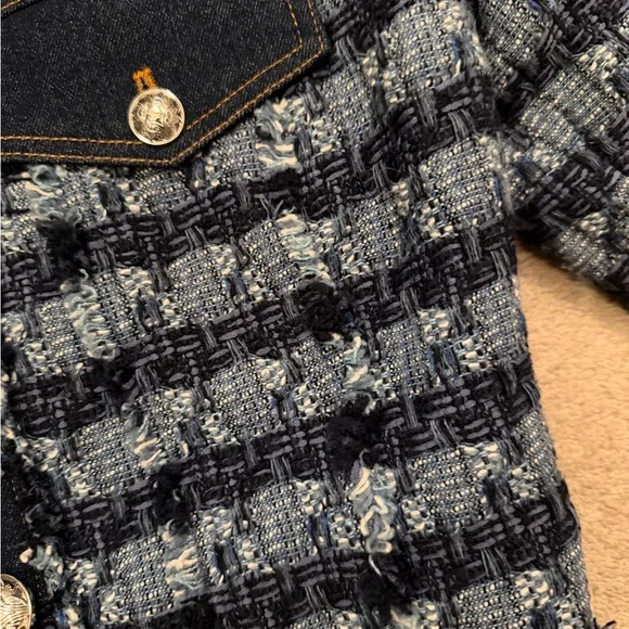 Veronica Beard Santo Blue Tweed Jean Jacket - Picture 5 of 6